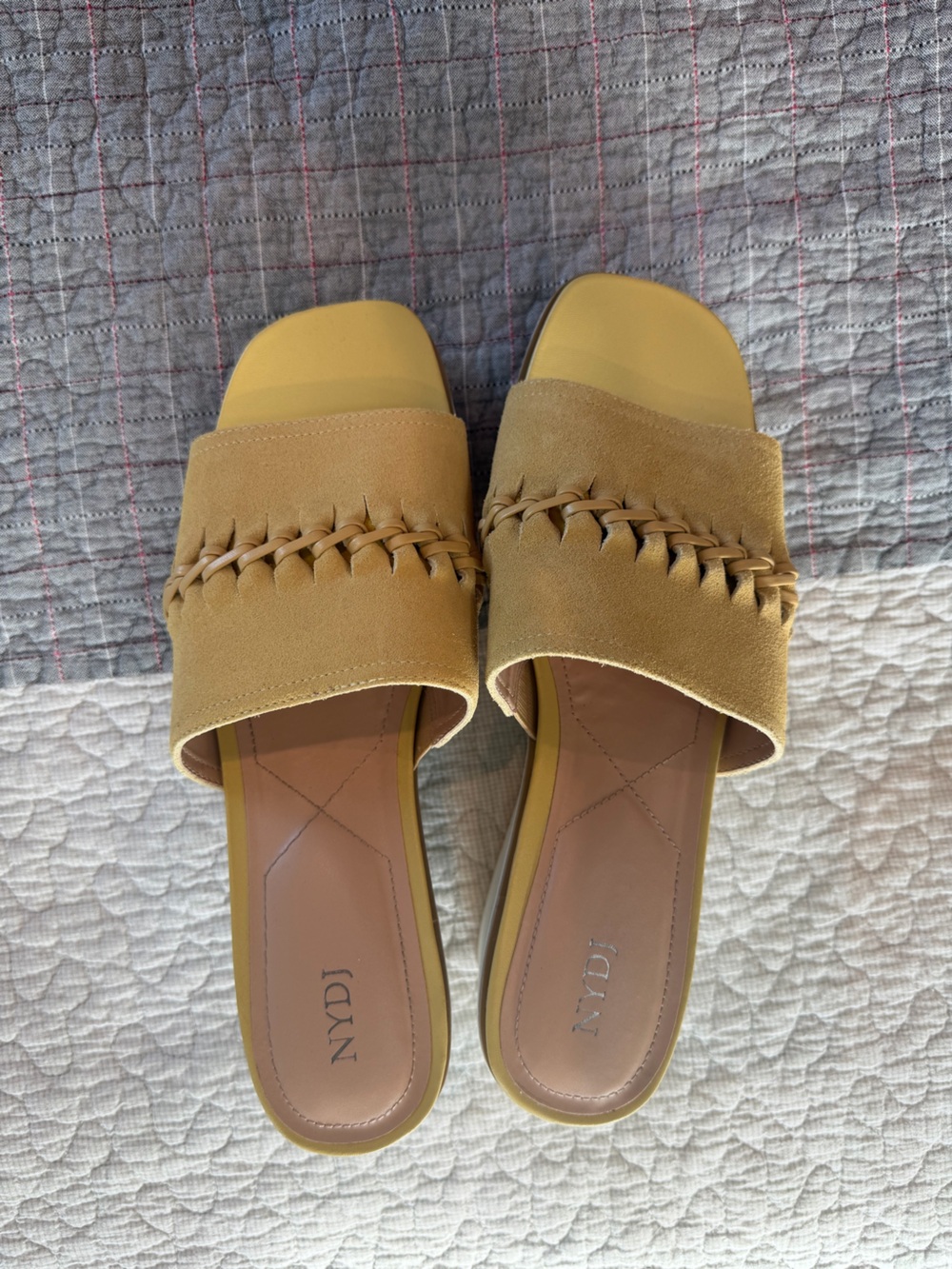 NYDJ Women's Braided Suede Slide Sandals in Mustard 10W